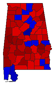 1994 Alabama County Map of General Election Results for Secretary of State