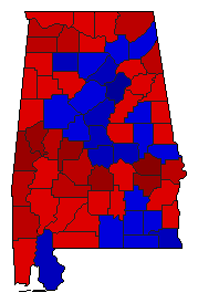 1998 Alabama County Map of General Election Results for Secretary of State