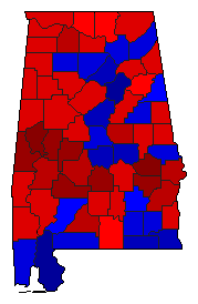 2002 Alabama County Map of General Election Results for Secretary of State