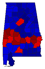 2010 Alabama County Map of General Election Results for Secretary of State