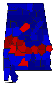 2018 Alabama County Map of General Election Results for Secretary of State