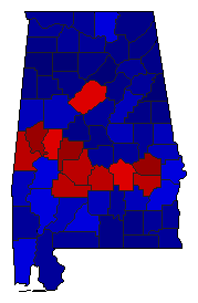2022 Alabama County Map of General Election Results for Secretary of State
