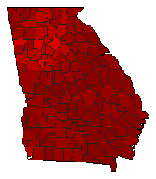 1986 Georgia County Map of General Election Results for Governor