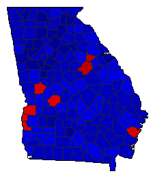 1994 Georgia County Map of General Election Results for Attorney General