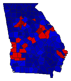 2014 Georgia County Map of General Election Results for Attorney General
