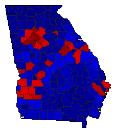 2018 Georgia County Map of General Election Results for Attorney General