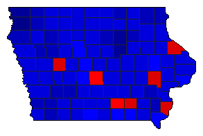 1968 Iowa County Map of General Election Results for President