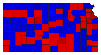 1970 Kansas County Map of General Election Results for Governor