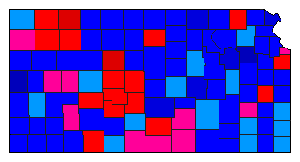 1914 Kansas County Map of General Election Results for Lt. Governor