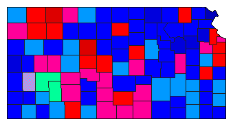 1914 Kansas County Map of General Election Results for Secretary of State