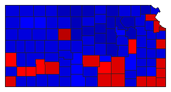 1958 Kansas County Map of General Election Results for Secretary of State