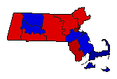 1950 Massachusetts County Map of General Election Results for Governor