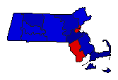 1944 Massachusetts County Map of General Election Results for Secretary of State