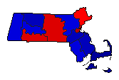 1952 Massachusetts County Map of General Election Results for Secretary of State
