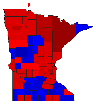 1968 Minnesota County Map of General Election Results for President