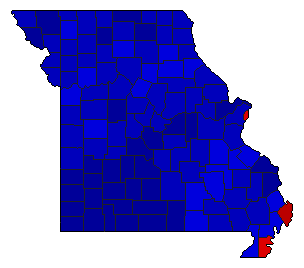 1988 Missouri County Map of General Election Results for Governor
