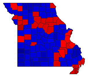 2000 Missouri County Map of General Election Results for Governor