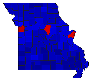 2016 Missouri County Map of General Election Results for Governor