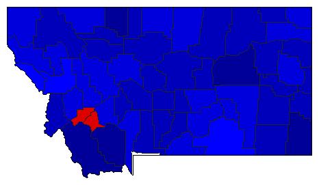 1980 Montana County Map of General Election Results for President