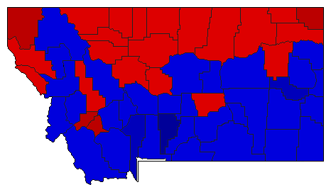 1954 Montana County Map of General Election Results for Senator