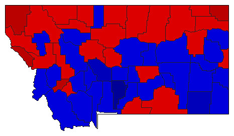 1960 Montana County Map of General Election Results for Senator