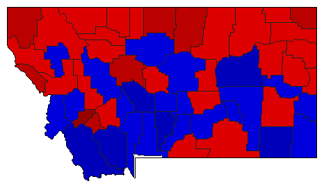 1966 Montana County Map of General Election Results for Senator