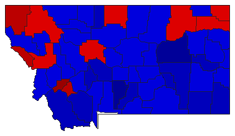 1964 Montana County Map of General Election Results for Governor