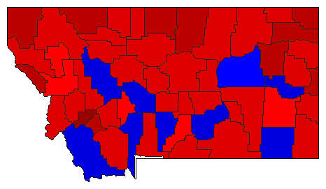 1968 Montana County Map of General Election Results for Governor