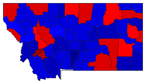 1988 Montana County Map of General Election Results for Governor
