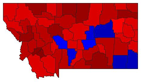 2008 Montana County Map of General Election Results for Governor