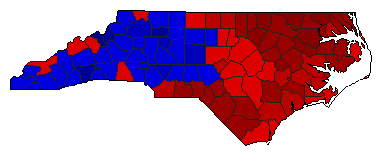 1960 North Carolina County Map of General Election Results for President