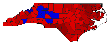 1964 North Carolina County Map of General Election Results for President