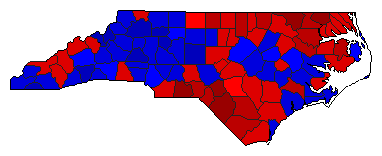 1980 North Carolina County Map of General Election Results for President
