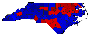2012 North Carolina County Map of General Election Results for President