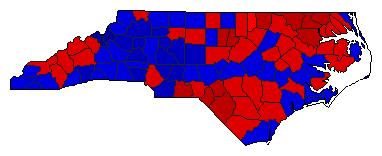 1984 North Carolina County Map of General Election Results for Senator