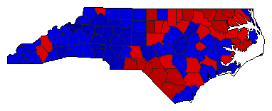 1988 North Carolina County Map of General Election Results for Governor