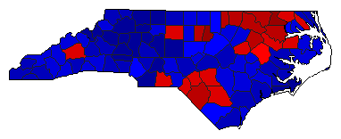 2012 North Carolina County Map of General Election Results for Governor
