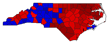 1996 North Carolina County Map of General Election Results for Lt. Governor