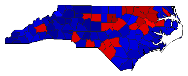 2016 North Carolina County Map of General Election Results for Lt. Governor