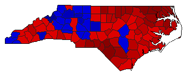 1968 North Carolina County Map of General Election Results for Secretary of State
