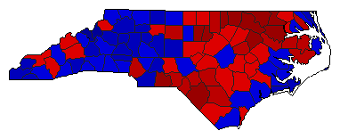 2012 North Carolina County Map of General Election Results for Secretary of State