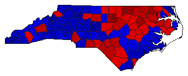 2016 North Carolina County Map of General Election Results for Secretary of State