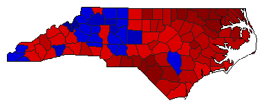 1968 North Carolina County Map of General Election Results for State Treasurer