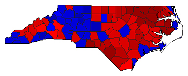 1996 North Carolina County Map of General Election Results for State Treasurer