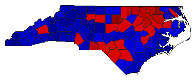 2016 North Carolina County Map of General Election Results for State Treasurer