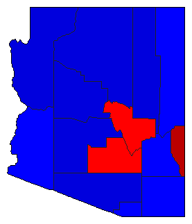 1968 Arizona County Map of General Election Results for President