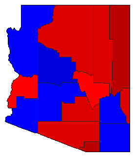1996 Arizona County Map of General Election Results for President