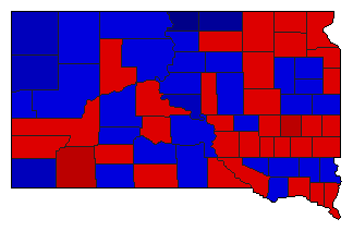 1970 South Dakota County Map of General Election Results for Lt. Governor