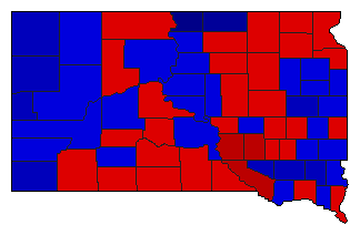1956 South Dakota County Map of General Election Results for Secretary of State