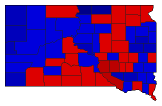 1956 South Dakota County Map of General Election Results for State Treasurer